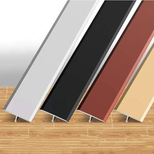 Raouoae Perfil De Aluminio T Para Suelos De Baldosas Y Juntas Tira De Transición De 2 Cm Para Umbrales Y Puertas Revestimiento Metálico Para Entradas Y Habitaciones Perfil De Transición Para Suelos(Si