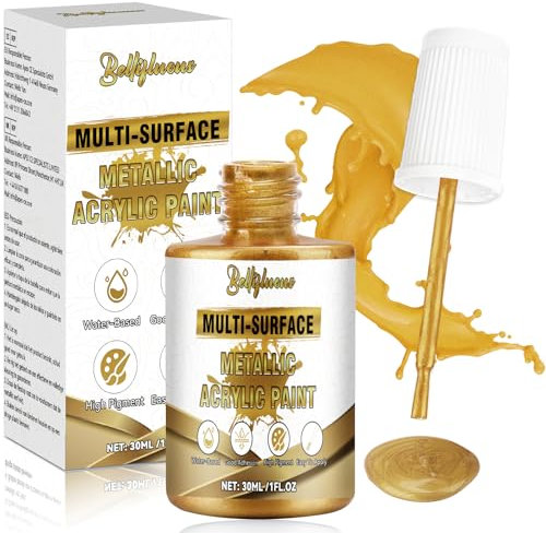 Bellifluous Peinture Acrylique, Peinture or pour Pierre Tombale, 1 Paquet Peinture or pour Meubles, Artisanat, Porcelaine, Peinture dorée à Base d'eau Peinture Artistique et Coloration Décorative