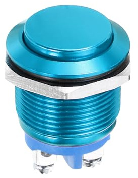DMiotech 19mm / 3/4 Interrupteur A Poussoir, IP66 1NO 0-250V 5A Interrupteur A Poussoir Momentane Avec Temoin Lumineux Auto-Reinitialisable, Alliage D'Aluminium Tete Haute Bleu