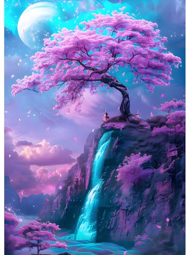DPHERO Tree of Life Diamond Painting Kits for Beginners Adults,5D DIY Waterfall Diamond Art Kits,Round Full Drill Fantasy Gem Art Crafts Kits,DIY Painting by Numbers for Home Wall Decor 12x16 inch