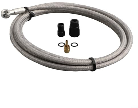 Yuanpgky Manguera hidráulica de freno de disco de 2 m, línea de acero inoxidable con cubierta protectora resistente al calor y cubierta de plástico transparente para compatibilidad de bicicleta