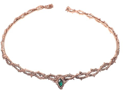 WESIEVYA Couronne Gothique Réglable à Épines en Alliage Strass Vert Émeraude, Style Médiéval Baroque Vintage, Ornement pour Fêtes, Mariages et Bals Masqués, Serrage-tête Rétro Élégant