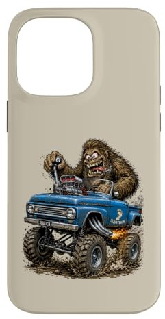 Drôle Bigfoot Camion Tout-Terrain Sasquatch Vintage 4x4 Cartoon Coque pour iPhone 14 Pro Max