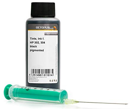 Octopus 100ml Druckertinte kompatibel kompatibel für HP 302, HP 304 Druckerpatronen schwarz mit Refillspritze und Zubehör (kein OEM)