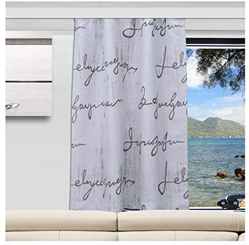 SeGaTeX home fashion Wohnmobil Caravan-Vorhang IVO grau Verdunklungsdeko Wohnwagengardine mit Reihband (Höhe & Breite nach Maß)