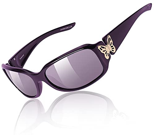 Myiaur Polarisierte Sonnenbrille Damen modischem Trendy Style - Wrap Around Design und goldene Schmetterlingsscharniere für UV400 Schutz