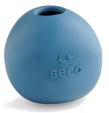 Beco Hundespielzeug - Wackelball, Apportieren, Hüpfball, Leckerliball, Anreicherungsspielzeug, Naturkautschuk - Blau