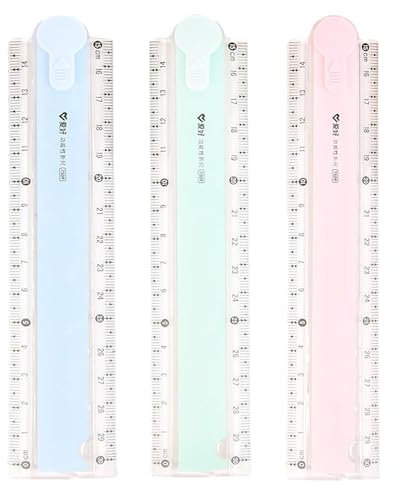 JCKD 3 Stück faltbares Lineal, Multifunktions-Klapplineal aus Kunststoff, faltbares Messlineal, geeignet für Schreibwaren für Studenten oder Bürobedarf/praktische Aufbewahrung (3 Farben)