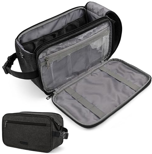 PAVILIA Trousse de toilette pour homme, trousse de voyage en toile, extra large, résistante à l'eau, trousse d'hygiène pour articles de toilette, trousse de rasage, sac d'accessoires de voyage, noir,
