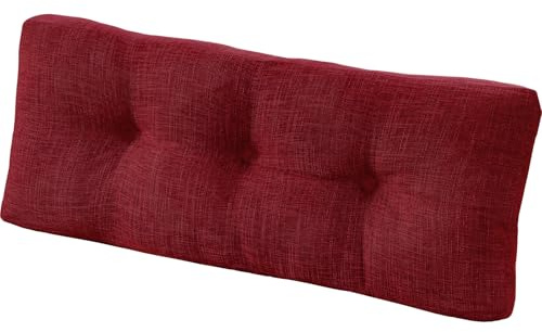 downluxe Indoor Bench Cushion for Indoor Furniture, Non-Slip Tufted Overstuffed Textured Foam Bench Seat Cushion, 36 X 14 X 4, Burgundy, 1 Pack