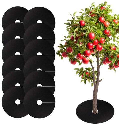 Ziennhu Anillo De Mantillo Base Del Eje,Anillo De Mantillo Del Árbol | 12X Alfombra De Protección Del Árbol,Alfombra De Protección Del Árbol No Tejida, Cubiertas De Jardinería Degradables Y