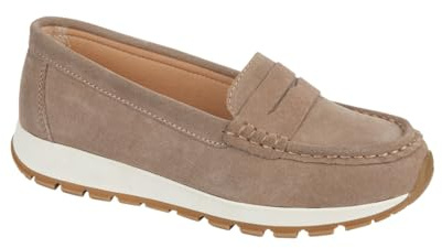 Women's Genuine Suede Loafer Cushioned Chunky Sole Slip-On Shoes (Latte, UK Footwear Size System, Adult, Women, Numeric, Medium, 6)