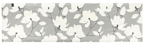 Vacker boende, högkvalitativ bordslöpare, vår, blommönster, 40 x 150 cm, grå – 100 % bomull för matbord och köksbord, Oeko-Tex – bordsdekoration, påsk, tulpandekoration för fest och födelsedag