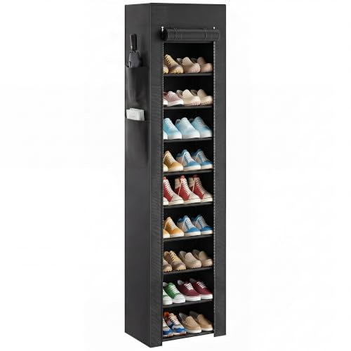 HOMCOM Étagère à Chaussures 20 Paires 10 Niveaux 45 x 30 x 175 cm Noir