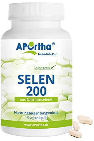 APOrtha® Selen, 120 vegane Kapseln mit je 200µg aus Natriumselenit, hochdosiert und leicht zu schlucken, allergenfrei, vegan, glutenfrei, Alternative zu Tropfen und Tabletten