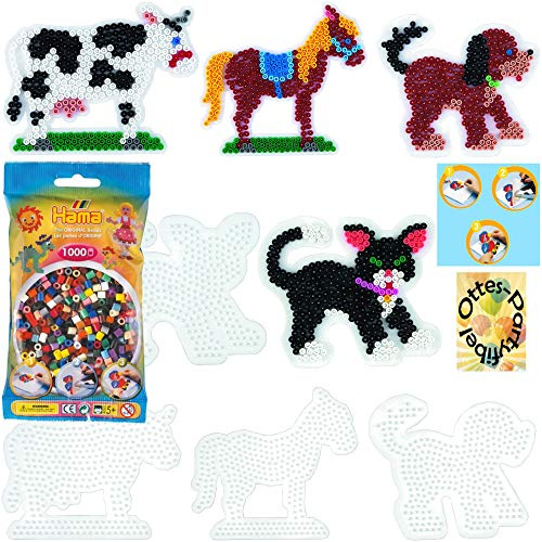HHO HAMA Bügelperlen-Bastel-Set midi-Stift-Platten-Set midi Pferd + Kuh + Hund + Katze + Bügelperlen #6
