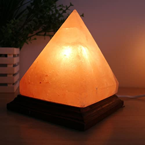 ErZhuiZi Lampada di Sale dell Himalaya Lampada Sale Himalaya Pietra Purifica Aria Cristalli Naturali Fatta a Mano con Base in Legno