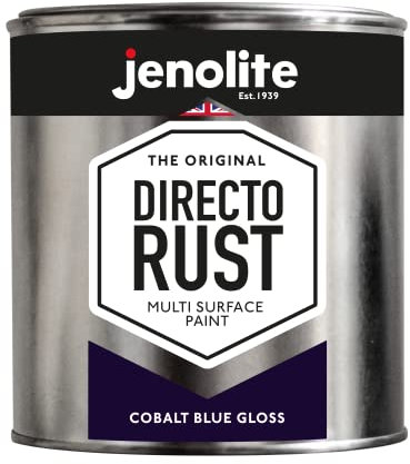 JENOLITE Directorust Cobalt Blue Gloss - Multi Surface Paint - For Use On Wood, Metal, Plastic, Ceramic & Rusted Surfaces - 1 Litre (RAL 5013)