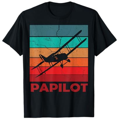 Dad and Pilot Captain Retro Dad Father's Day Aeroplane Papilot T-Shirt