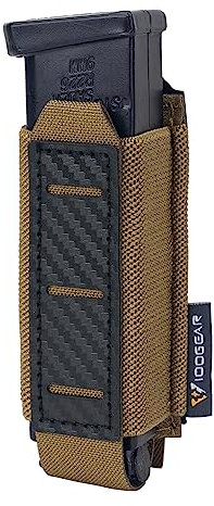 IDOGEAR Magazinbeutel 9mm Pistole Magazin Beutel MOLLE Halter mit Kohlenstofffaser gemusterte PP Platte BAU Einzelmagazine Träger (Coyote Brown)