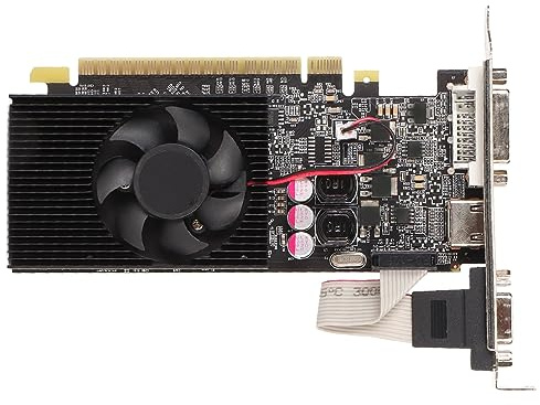 Scheda Grafica per Giochi GT730 2G, Scheda Grafica Discreta GDDR3 da 2 GB a 64 Bit con Ventola di Raffreddamento, 810 MHz 1300 MHz, PCI Express 2.0 16X, VGA DVI HDMI, Supporto