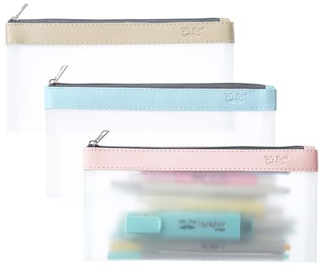 Mr. Pen- Clear Pencil Pouch, 8.50x4.25, 3 Pack, Durable TPU Material, Medium Water-Resistant Pencil Bags with Smooth Zipper, Multipurpose Clear Pouch for Stationery, School, Office, Travel Supplies