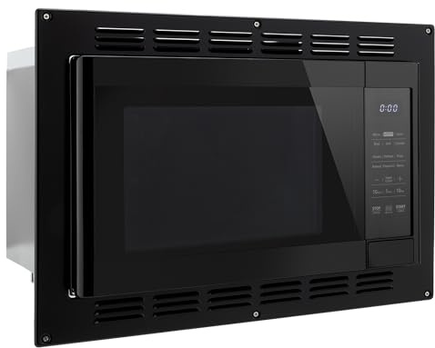 RecPro RV Kitchen Air Fryer & Convection Microwave with Trim Kit | 1.0 Cu. Ft. | 120V | 6 Cooking Modes (Black)