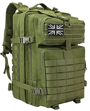 WOLT Military Tactical Backpack for Men 45L Molle Backpack 3 Day Assault Pack Bug Out Bag, Heavy Duty Rucksack for Hiking Gym(Army Green)