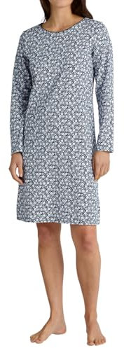 CALIDA Favourites Langarm-Nachthemd Damen, aus Baumwolle, pflegeleicht, dekorativer Schlitz am Saum, Länge 100cm