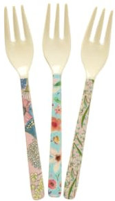 Rice Set di 3 forchette in melamina – Flower Prints – Multicolore asili – Stoviglie in melamina infrangibile – stoviglie per bambini – senza BPA – lunghezza 14,5 cm