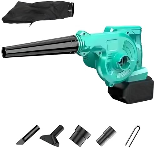FAcoLL Soplador y aspiradora de Hojas 2 en 1, soplador de Hojas inalámbrico con 2 baterías de 18000 Ah y 1 Cargador, recolector de Hojas de jardín con Tubo y Bolsa para el Polvo, para Cuidado césped