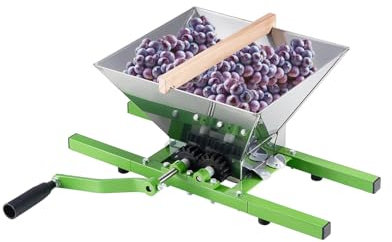 VEVOR Broyeur de Fruits Capacité de 7 L, Moulin à Pomme Manuel, en Acier Inoxydable, avec Poignée à Rouleau, Facile à Assembler, pour Pressage de Vin, Cidre, Pomme, Raisin, Cuisine et Maison, Vert