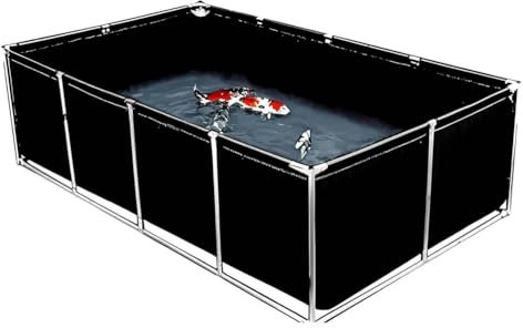Bassin de Jardin Hors Sol avec Vanne de Vidage,Piscine Tubulaire Rectangulaire,Bassine Temporaire Poisson,Réservoir d'eau Aquaculture Réservoir,Noir,1 * 1 * 0.6m