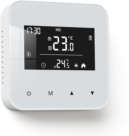 Termostato 2 fili per caldaie a gas，termostato a batteria Programmabile giornaliera，cronotermostato manuale ambiente a parete. non contiene batterie Non supporta la connettività Wi-Fi.