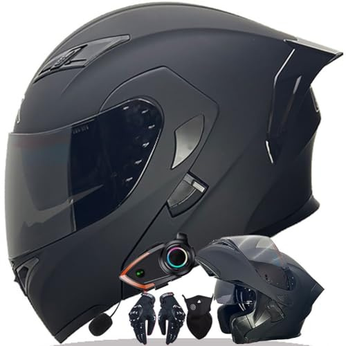 Letetexi Caschi Moto Modulare con Bluetooth Integrale Scooter Racing Uomo Doppia Visiera Anti Nebbia Casco Moto Integrale Full Face Omologato ECE,Casco Moto per Donna 57~64cm