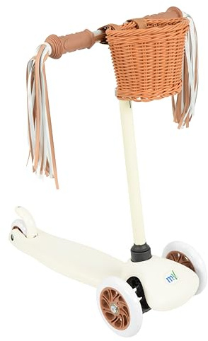 MoVe Mini Go! Tilt Scooter with Basket and Tassels for Children!, Cream