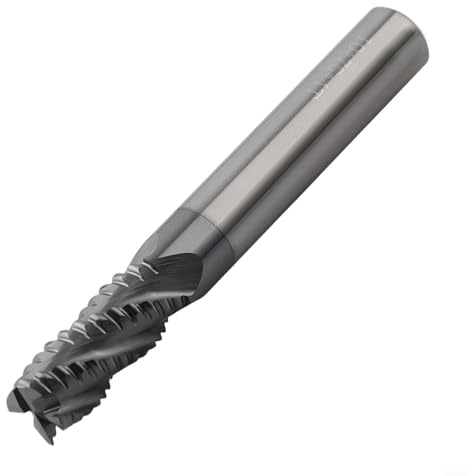 Fresa per sgrossatura in carburo solido, fresa CNC a 4 tagli, rivestita in AlTiN, per acciaio e alluminio, compatibile con HPC, taglio a destra, angolo di 35° (10 mm)