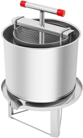 LKSNBDR 11In 12.6L Honey Presser, Household Manual Honey Extractor, Manual Mesh Honey Press Extractor Machine, Stainless Steel Basket Beekeeping Tool for Wine or Juice, Honey Pressing