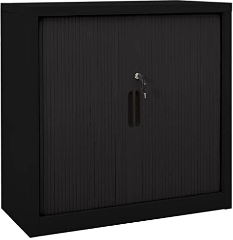 sephironlbb skjutdörrsskåp stål 90 x 40 x 90 cm svart med lås och 2 justerbara hyllfack, förvaringsutrymme för kontor, vardagsrum, hall, verkstad, garage, kök, låsbar, robust, mångsidig