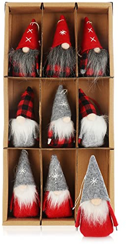 COM-FOUR® 9 Colgantes de Papá Noel para el árbol de Navidad, encantadores Colgantes de Figuras de árboles de Navidad como Adornos para árboles o Etiquetas de Regalo