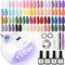 SPTHTHHPY UV Nagellack Set mit Lampe 128W, 36stk.Farben Shellac Set Starterset, Komplett Gel Nagellack Set mit 4 stk.Base Top Coat Geschenk für Frauen