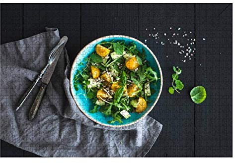 1000 Piece Jigsaw Puzzle Bowl Of Green Salad With Avocado Arugula Cherry Tomatoes And Sunflower Home Decoration Puzzle Home Wall Decor Jigsaw Puzzles For Women Family Games Difficult Puzzles