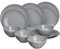 FLAMEFIELD Set di stoviglie in melamina antiscivolo, 12 pezzi, eleganti e sofisticate, resistenti con effetto ceramica, perfette per cene eleganti in interni ed esterni