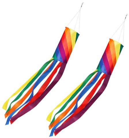 Jiusely 2 Pieces Rainbow Windsock, Colorful Spiral Windsocks Hanging Decoration, 100CM Windsock Flag for Backyard Garden Patio Outdoor Festival Celebrations Decoration