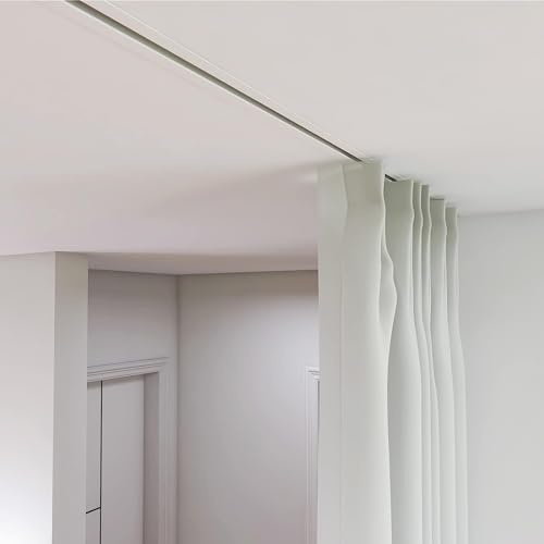 Riel Cortina Techo Sistema de Riel de Cortina Empotrado Techo Abatible, Barra de Riel de Cortina Empotrada Invisible para Patio/ Mirador/ Furgoneta/ Ducha, 1m-6m de Longitud Opcional ( Color : White ,