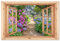 MuchoWow© Gartenposter Groß 180x120 cm XXL Outdoor Bilder Gartendeko für draußen Wetterfest Garten Zaun Deko Banner Draußen Bild Gartenzaun Hortensie - Fensterblick - Blumen - Lila - Braun