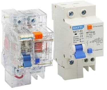 PJKTBEYI Disjoncteur différentiel Transparent 1P+N DZ47LE NBT1LE 10A 16A 20A 25A 32A 40A 50A 63A(25 V,1P(Transparent))