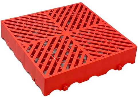 PQXQZ Palets Plastico Palet Plastico Impermeable para Almacenamiento Palets de Suelo Apilables y Encajables Plataforma de Plástico con Diseño Elevado para Garajes Sótanos y Uso Industrial(Red)