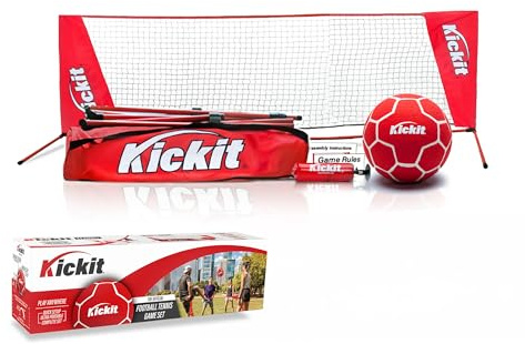 Kickit Soccer Tennis Game Set, Portable 6.5' Wide x 2' High Net & Soft Lightweight Ball, Play Outdoors, Indoors, Backyard, Beach, Complete Skills Training & Travel Friendly, Original