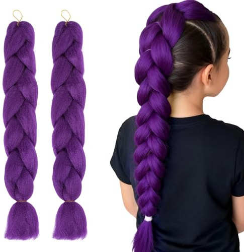 2 Pièce Perruque Violette Enfant, Perruque Femme Costume Pour Cosplay d'Halloween Kpop, Cadeau Pour Femmes Filles